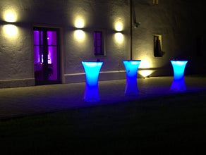 Stehtisch bzw. Bistrotisch mit LED Beleuchtung 70 Umfang incl. Akku