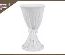 Stehtischhussen Elegant Ø 80 cm in weiß mit Schleife günstig mieten, leihen von event4me aus Mannheim