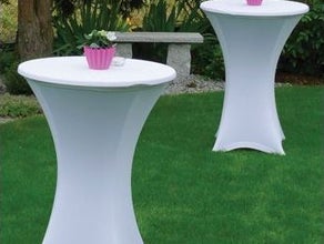 Stehtisch Ø70cm, optional mit Husse in weiß, creme, schwarz oder türkis