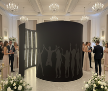 XXL 4,5m Fotokabine mieten: LED Photo Booth Fotohintergrund Kabine