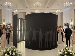 XXL 4,5m Fotokabine mieten: LED Photo Booth Fotohintergrund Kabine