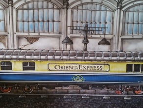 Bühnenbild Orient Express, Eisenbahn, Bahnhof Kulisse