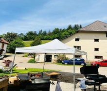 Partyzelt / Pavillion / Faltpagode 3 x 3 m (3,35 m hoch) weiss - hochstabiles Aluminiumprofil mit Scherenmechanik - super schnell aufgebaut