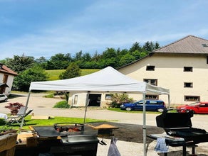 Partyzelt / Pavillion / Faltpagode 3 x 3 m (3,35 m hoch) weiss - hochstabiles Aluminiumprofil mit Scherenmechanik - super schnell aufgebaut