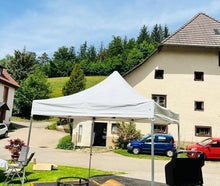 Partyzelt / Pavillion / Faltpagode 3 x 3 m (3,35 m hoch) weiss - hochstabiles Aluminiumprofil mit Scherenmechanik - super schnell aufgebaut