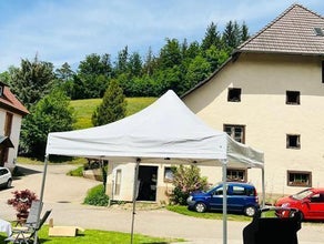 Partyzelt / Pavillion / Faltpagode 3 x 3 m (3,35 m hoch) weiss - hochstabiles Aluminiumprofil mit Scherenmechanik - super schnell aufgebaut