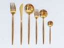 Goldenes Besteck STILETTO 6-tlg. gold glänzend weds4rent