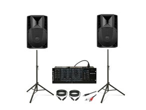 Musikanlage mit DSP Aktivlautsprechern und DJ-Mischpult für max. 60 Personen