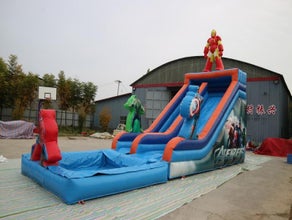 Vermiete Hüpfburg "Wasserrutsche" Superhelden Marvel Geburtstage