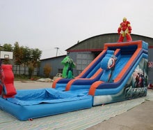 Vermiete Hüpfburg "Wasserrutsche" Superhelden Marvel Geburtstage