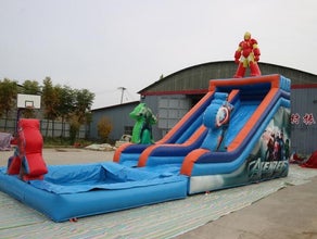 Vermiete Hüpfburg "Wasserrutsche" Superhelden Marvel Geburtstage