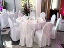 Set Bankett-Tisch rund + Tischdecke + 9x Bankettstuhl mit hochwertiger Stoff-Stuhlhusse - Galerie - Bild 1