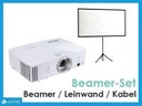 Beamer Set mit Leinwand und allen Kabeln