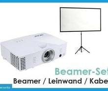 Beamer Set mit Leinwand und allen Kabeln