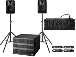 Prof. Musikanlage mit starkem 18" Subwoofer für max. 90 Personen - ideal für Hochzeit und Party