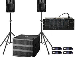 Prof. Musikanlage mit starkem 18" Subwoofer für max. 90 Personen - ideal für Hochzeit und Party