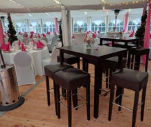Bartisch & Barhocker/ Lederhocker in braun - stilvoll - bequem - Event - Party