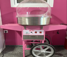 Zuckerwattemaschine mieten | Profi-Gerät mit Wagen & Spuckschutz