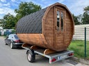 Vermiete Mobile Sauna 3m Fasssauna Faßsauna m. Holzofen & Vorraum Wellness