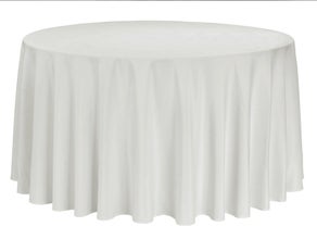 Tisch / Banketttisch rund 153cm inkl. Decke Tischdecke weiß bodenlang