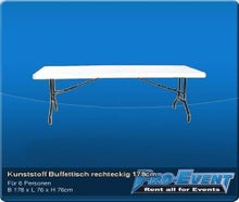 Kunststoff Buffettisch rechteckig 178cm