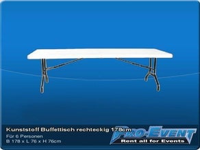 Kunststoff Buffettisch rechteckig 178cm