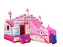 Profi Hüpfburg Springburg rosa Prinzessin Schloss Märchenschloss mit Rutsche und Sonnendach leihen mieten