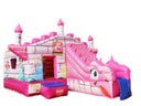Profi Hüpfburg Springburg rosa Prinzessin Schloss Märchenschloss mit Rutsche und Sonnendach leihen mieten - Galerie - Bild 1
