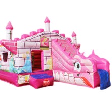 Profi Hüpfburg Springburg rosa Prinzessin Schloss Märchenschloss mit Rutsche und Sonnendach leihen mieten