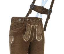 Sofort Versand möglich | Trendige Männer Kniebund Lederhose Braun | Gr. 42 bis 66 | zünftig & modern von Spieth & Wensky | Online Verleih Miete ausleihen