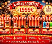 Nostalgie Jahrmarkt für Ihr Firmenevent mieten ! Für ca. 50 Personen ! Popcorn / Zuckerwatte / Mandelstand, Waffelstand, Poffertjes Stand, Slush-Eis Stand, Slush- Cocktailstand