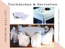 Servietten, Tischdecken rund, Tischdecken eckig, versch. Farben, Tischdecken für Banketttische, Tischdecke eckig 130x170cm, Tischdecke eckig 130x190cm, Tischdecke 130x220cm, Tischdecken farbig bodenlang 300cm, Tischwäsche, Stoffservietten