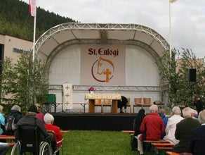 Bühnendach Rundbogenüberdachung für Bühne 6x4m oder 6x5m ca. 4m hoch inkl. Planen und Gaze