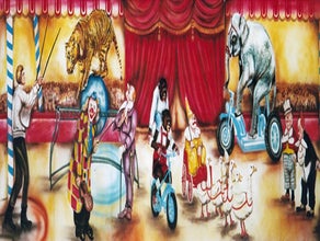Zirkus Manegen Kulisse, Zirkus, Cirkus, Manege, Tiere, Löwe, Elefant, Jongleur