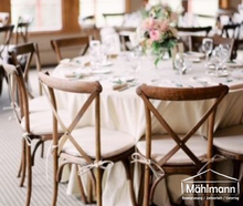 Vintage Crossback-Holzstuhl in braun mit Sitzkissen - Stuhl - Hochzeit & Event
