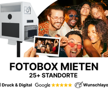Fotobox mieten (ab € 199): Digital & Druck ✓ 400 Prints ✓ Wunschlayout ✓ 3 Varianten ✓ DSLR Kamera ✓ Aufbau in 5min ✓ Requisiten ✓ Top für Events