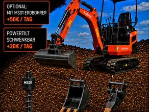 Minibagger Kubota KX016 inkl Powertilt opt. Erdbohrer MS01 - opt. Erdarbeiten - Mietpark Laggenbeck