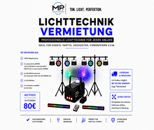 Professionelles Lichttechnik-Komplettset mieten – Laser, LED, Nebelmaschine & Stative
