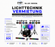 Professionelles Lichttechnik-Komplettset mieten – Laser, LED, Nebelmaschine & Stative