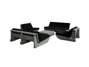 Loungeset Woodlounge Sessel & Sofa 6 Personen, Bauholz, rustikale Optik, naturbelassene Holzmöbel,