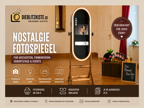 Nostalgie Fotospiegel mieten (ab € 349) inkl. Foto-Design I Requisiten I Lieferung & Aufbau