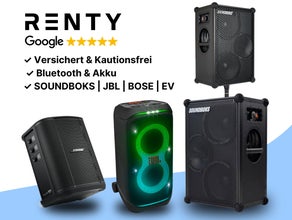 Partybox mieten ab 39,90 €: JBL Partybox und Soundboks mit Akku ✓ Bluetooth ✓ wetterfest ✓ kautionsfrei