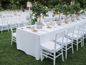 Chiavari Holz Stuhl weiss inkl. Sitzkissen Tiffany weds4rent