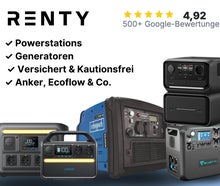 Powerstation mieten (ab € 34,90): EcoFlow & Anker ✓ 230V Steckdosen ✓ USB ✓ Lautlos ✓ Kautionsfrei
