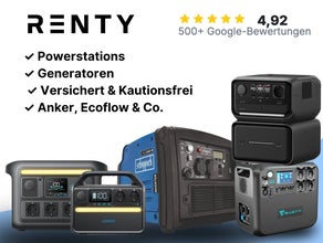 Powerstation mieten (ab € 34,90): EcoFlow & Anker ✓ 230V Steckdosen ✓ USB ✓ Lautlos ✓ Kautionsfrei