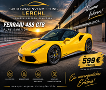 Ferrari 488 GTB mit 670 PS Sportwagen - Hochzeizauto - Mietwagen ab 24 Jahre