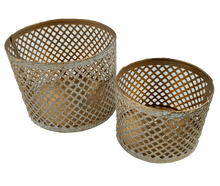 Windlicht, 2er Set, gold-weiß