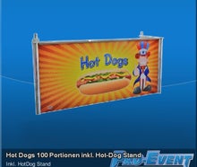Hot Dogs 100 Portionen inkl, Hot-Dog Stand