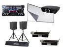 Präsentationsset XL Leinwand, Beamer, Lautsprecher und Funkmikrofone