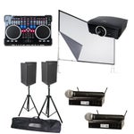 Präsentationsset XL Leinwand, Beamer, Lautsprecher und Funkmikrofone